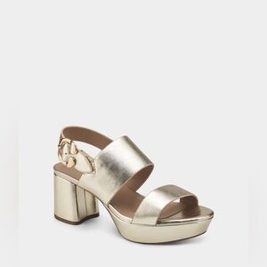 AEROSOLES Gold Block Heel Sandals